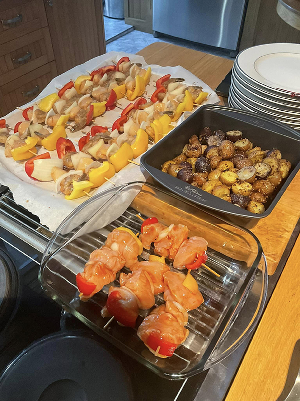 Brochettes de crevettes et de pétoncles à l'érable et à l'orange