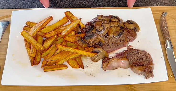 Recette de Steak frites à la poêle et air fryer