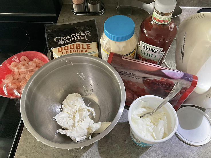 Trempette au fromage à la crème et crevettes