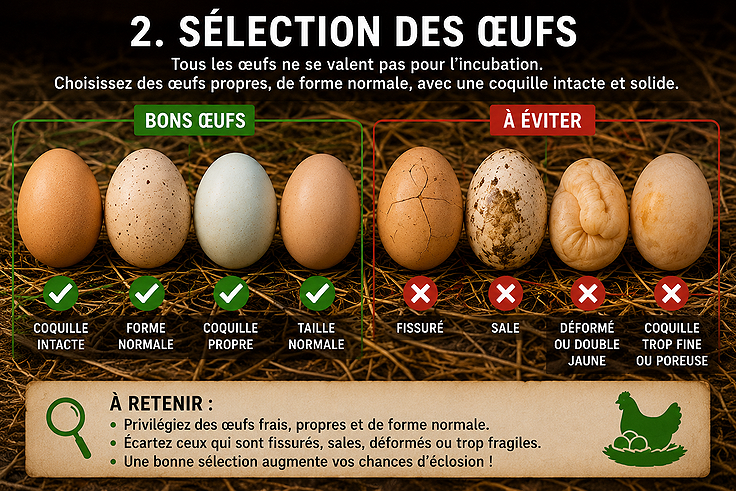 Sélectionner les oeufs avant l'incubation
