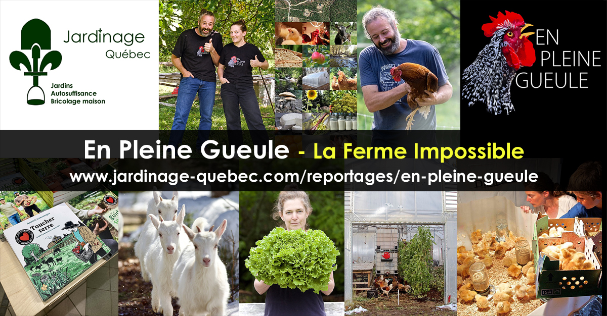Amélie Dion et Dominic Lamontagne, fondateurs d'EN PLEINE GUEULE, spécialistes de l'agriculture artisanale et de l'autosuffisance alimentaire au Québec.